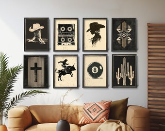 Vintage Cowboy Art Prints, Wild West Gallery Wall Set (Digital Download)