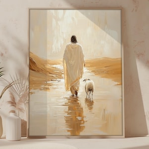 Parable of the lost sheep, Jesus Leaves the 99,  Jesus Poster, Bible Art,  Good Shepherd wall art, digital download