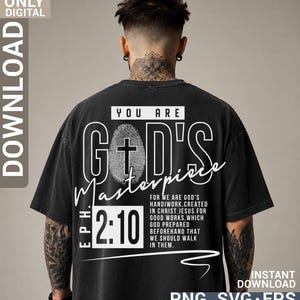 God's Masterpiece svg png, Ephesians 2:10,  Christian design, Man Of Faith Woman Of Faith, Bible verse, Jesus svg, digital download