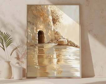He Is Risen, Empty Tomb WALL Art, Jesus Print, Jesus Art, Resurrection, Calvary, He Is Alive, Christ, digital download