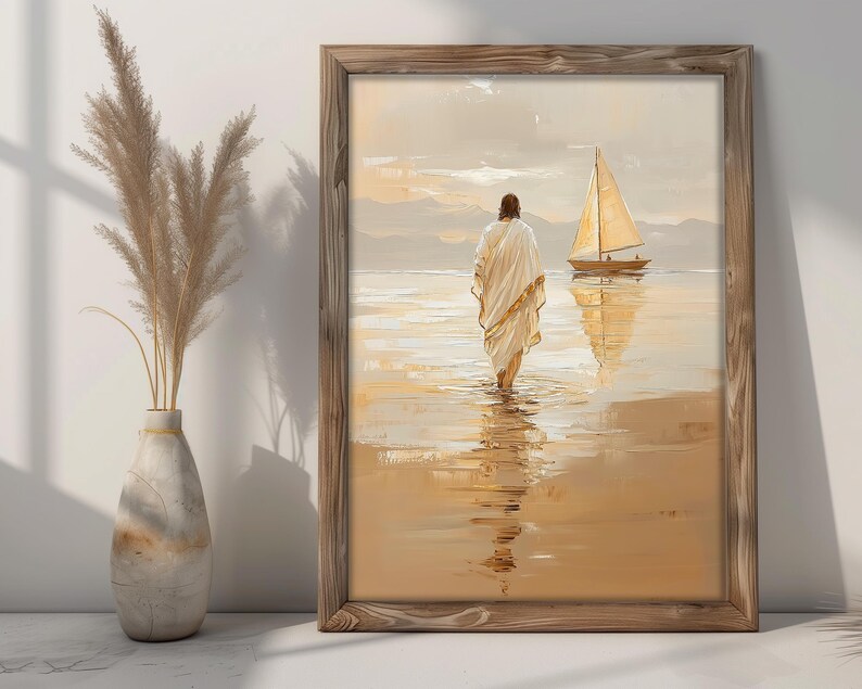 Jesus Christ Walking on Water Wall Art Printable, Christian Art, Jesus ...