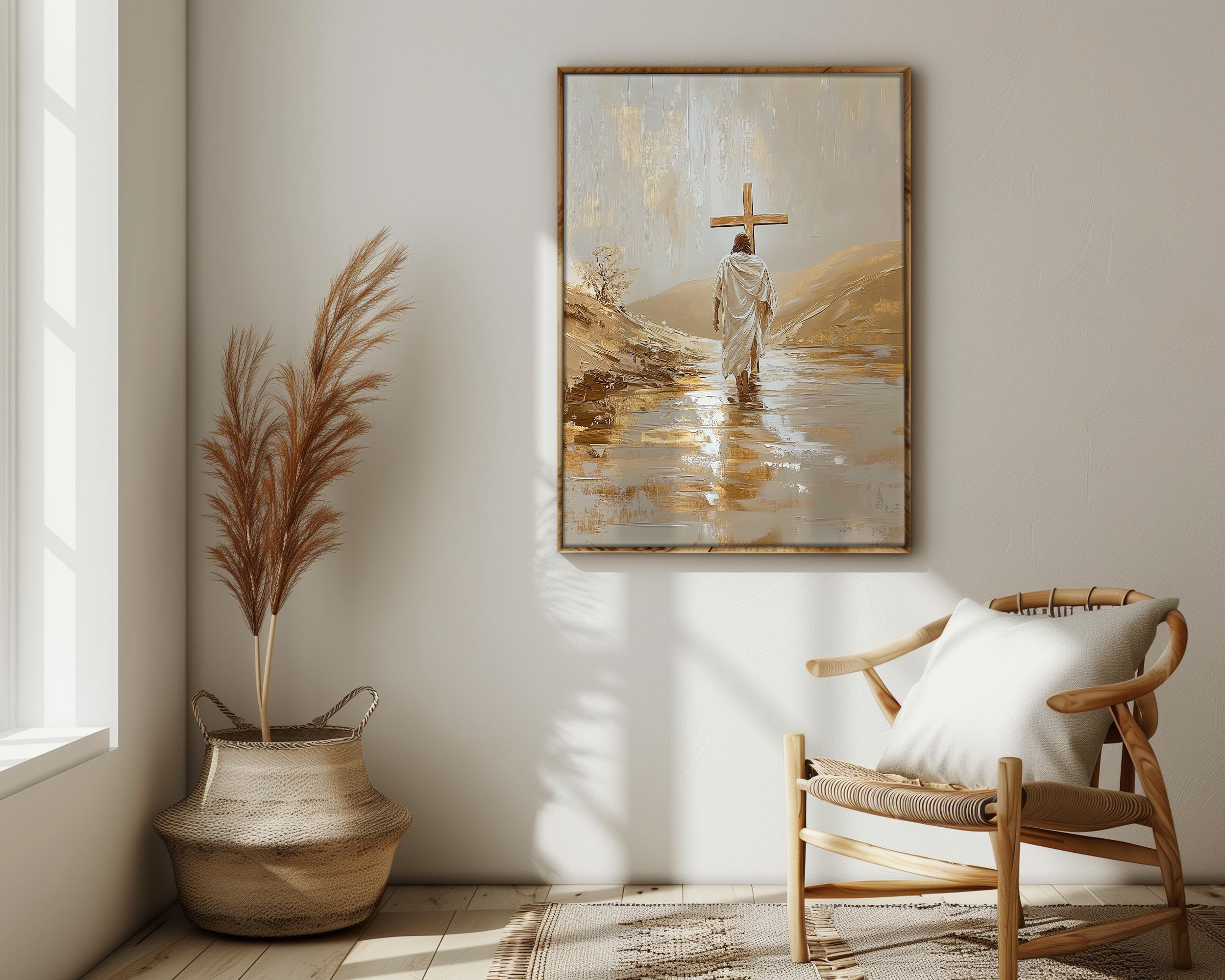 Jesus Carrying the Cross Digital Wall Art Printable, Modern Christian ...