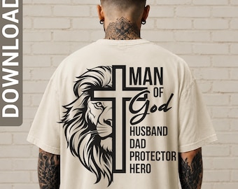 Man Of God svg png Shirt design , Christian Dad Shirt svg , Gift For Husband, Father's Day Shirt, dad birthday svg, digital download