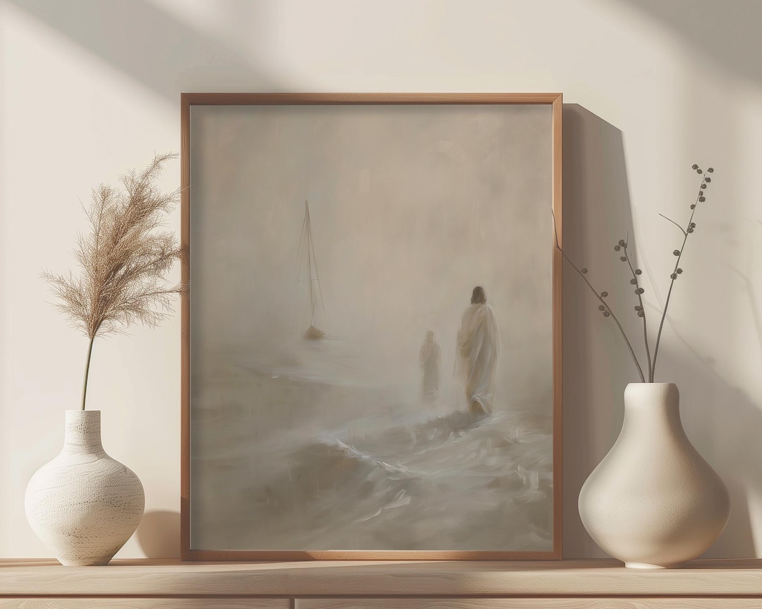 Peter and Jesus Walk on Water, Jesus Art, Bible Art, WALL Art ...