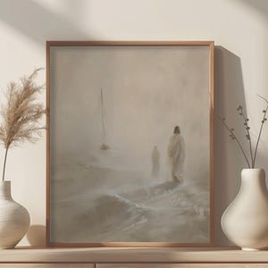 Peter and Jesus Walk on Water, Jesus Art, Bible Art, WALL Art, Christian Wall Art, Faith ART, digital download