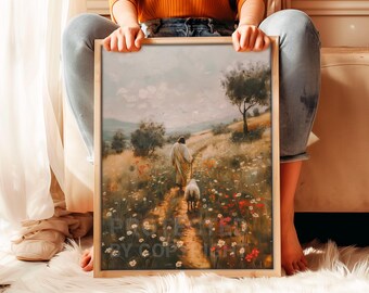 Jesus Leaves the 99 Christian Faith wall art printable, digital download