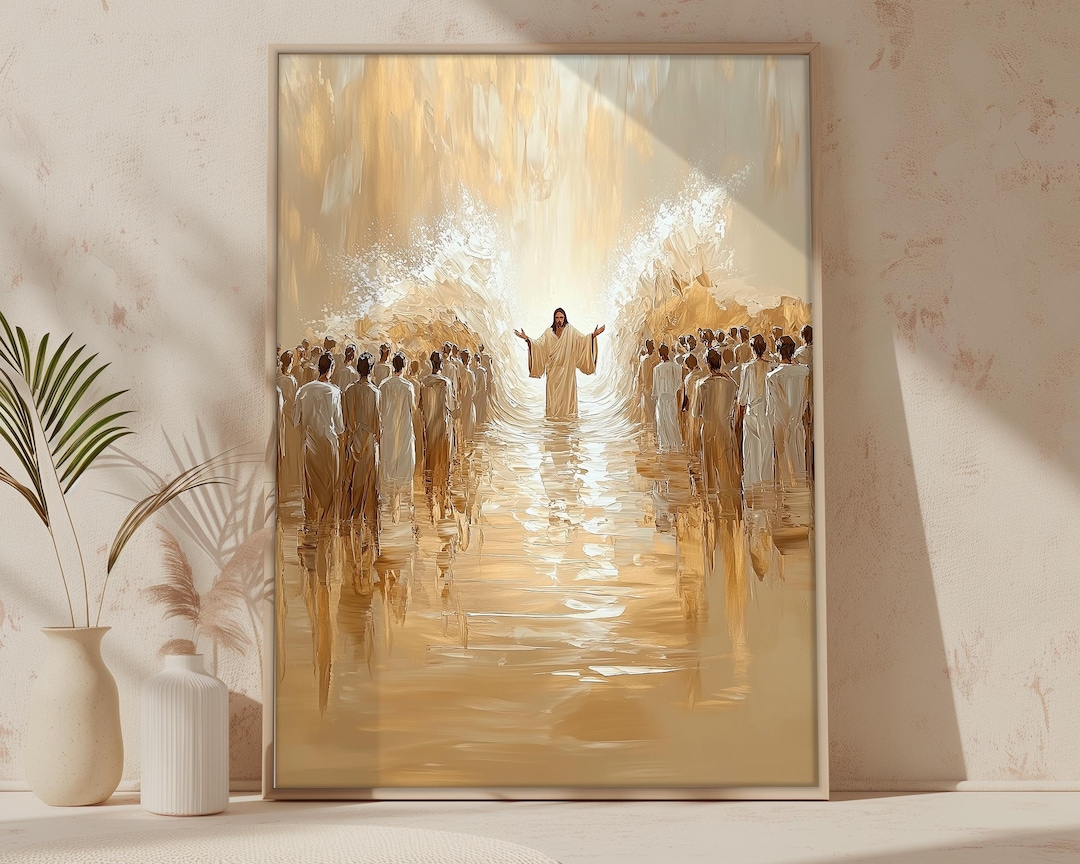 Moses Parting of the Red Sea Wall Art, Bible Wall Art, Exodus Old