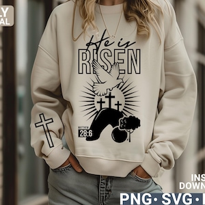 He is Risen SVG PNG, Easter Svg, Christian Svg, Jesus Svg, Bible Verse Svg, Religious Svg, He is Risen Easter Svg, digital download