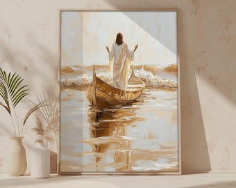 Jesus Calms Storm digital wall art, Hush Be Still, Jesus Art, Bible Art, WALL Art, Bible verse, digital download