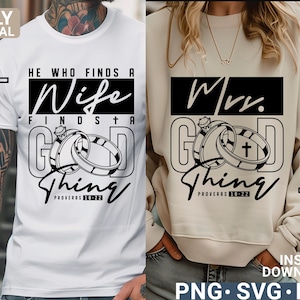 Den som finner en hustru finner något bra svg png kristen design, hustru hittad svg, parskjorta svg, man och hustru svg, digital nedladdning