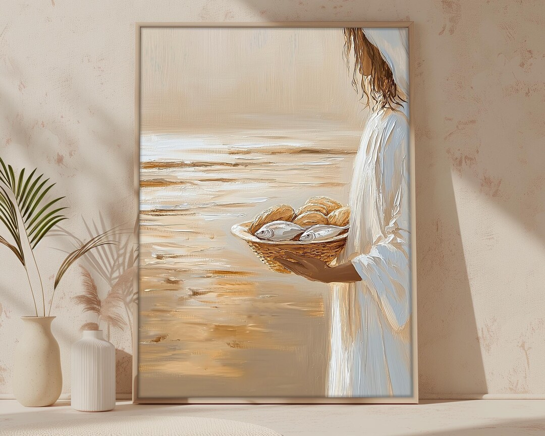 Jesus Feeds the 5000 Printable Wall Art , 5 Bread and 2 Fish, Feeding ...