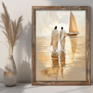 Jesus and Peter Walk on Water Wall Art Digital Download, Jesus Art ...