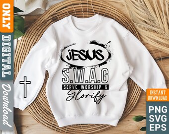 Jesus Serve Worship and Glorify svg png Christian design, digital download