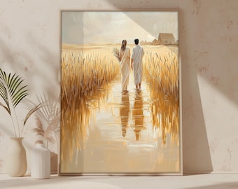Ruth, Ruth and Boaz wall art printable, Ruth Gleaning, Where You Go I Will Go, Bible Art, WALL art, Christian Art digital download