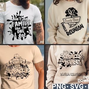 Diseños de camisetas modernas con texto en formato PNG y SVG de reunión familiar, SVG de reunión familiar, SVG familiar, descarga digital