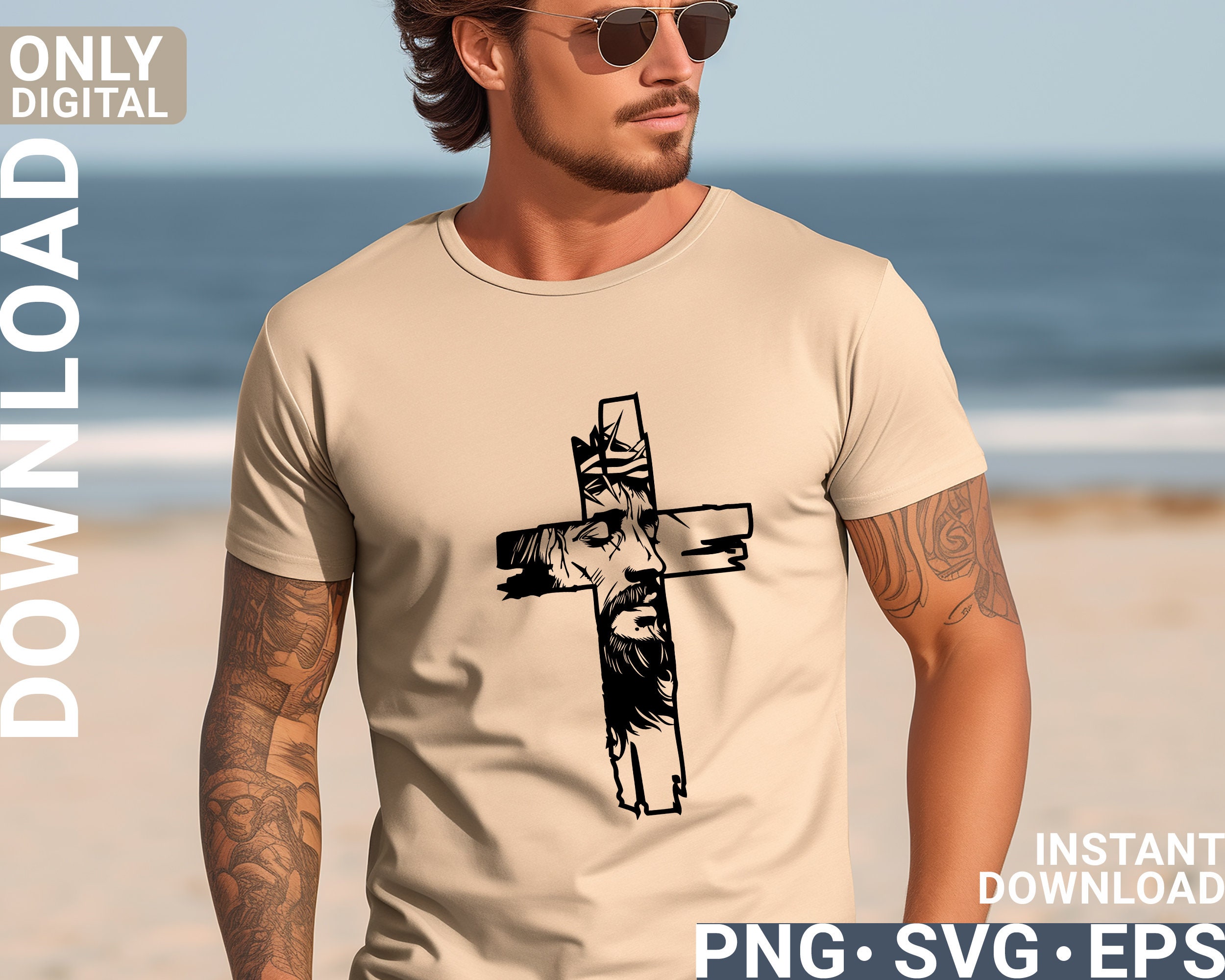 Jesus Cross Svg Png Christian Men Shirt Sublimation Design, Christian ...