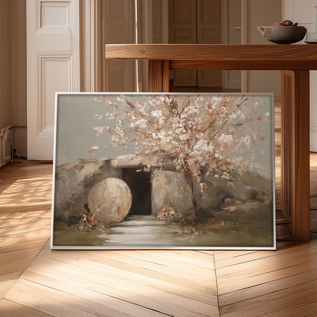 Empty Tomb Painting, Jesus Resurrection Wall Art, He is Risen (digital ...