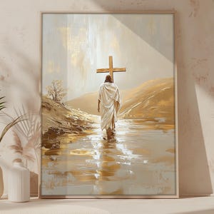 Jesus Carrying the Cross digital wall art printable, Modern Christian, Bible Verse, Christian poster, Jesus art, Digital download