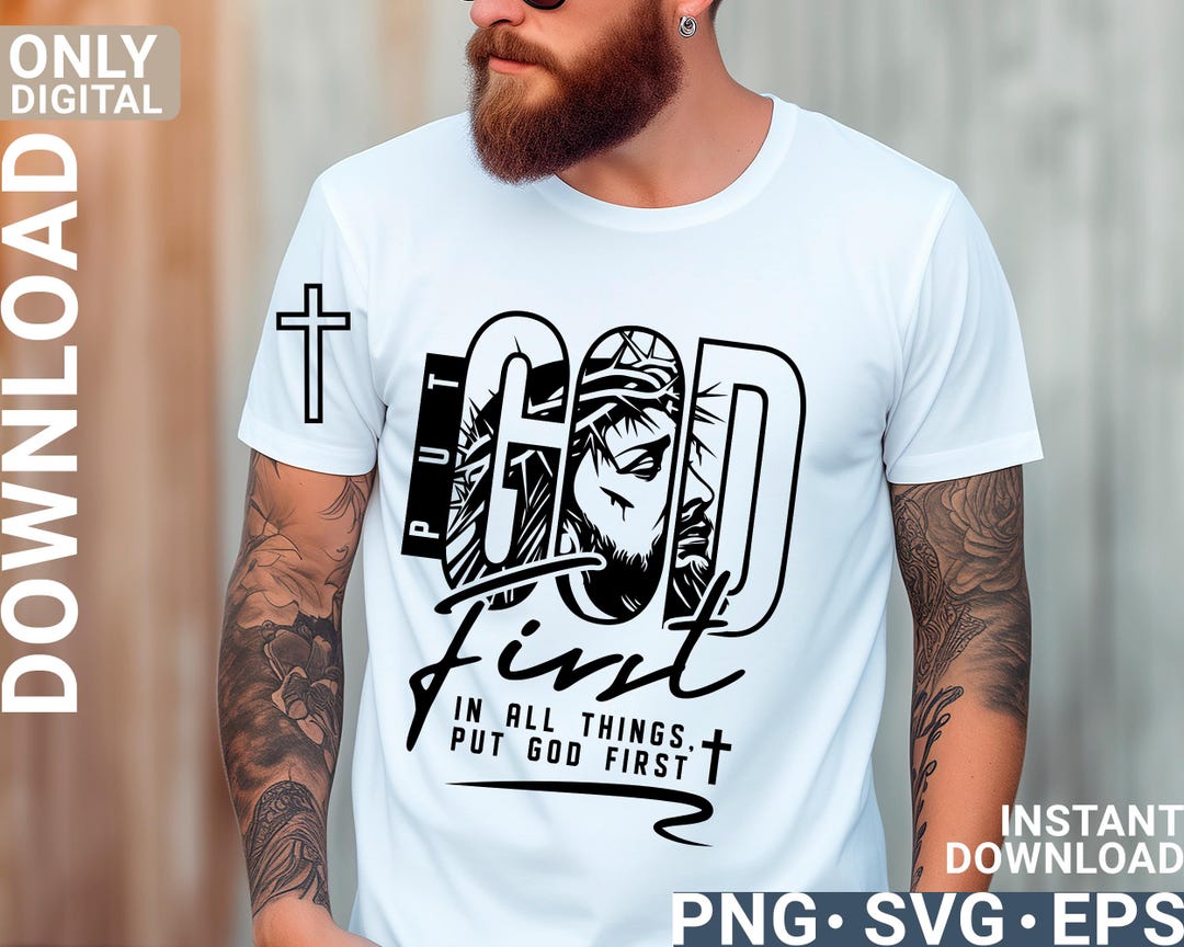 Put God First Ribbon Put God First Christian Men Shirt Svg Png Design, Jesus Svg, Religious ...