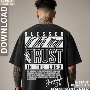 Blessed is the man svg png Christian Jesus shirt design, Faith shirt, Scripture Gift, Bible verse, digital download