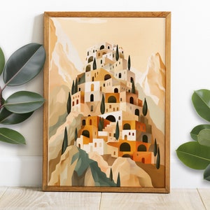 The Tower of Babel Boho Christian art print, Christian art , Bible verse, Digital download