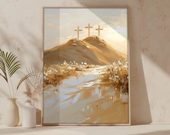 You Will Be With Me in Paradise,  Jesus on Cross, Calvary, Christian wall art, Three Cross Passion, Bible verse, digital download