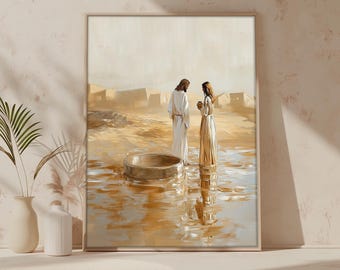 Woman at the Well wall art, Jesus Art, Jesus Print, Jesus WALL art, Bible Poster, Christian Art, Modern Christian , digital download