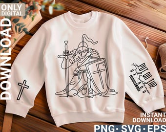 Pónganse toda la armadura de Dios, diseño de arte lineal cristiano, regalo religioso, Jesús, Escritura, descarga digital