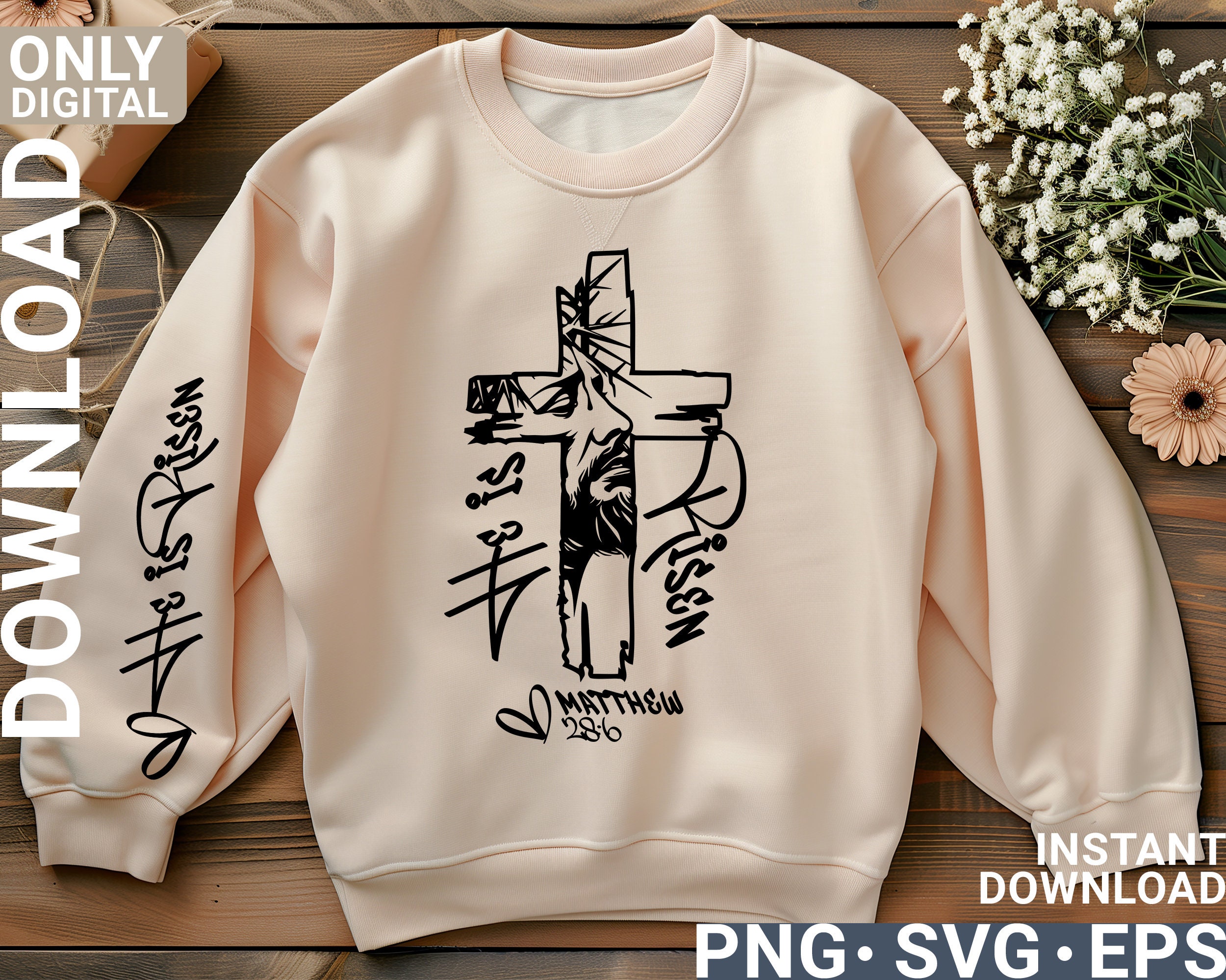 Jesus Cross Svg Png, He is Risen Svg Png, Jesus Svg Png, Jesus Shirt ...