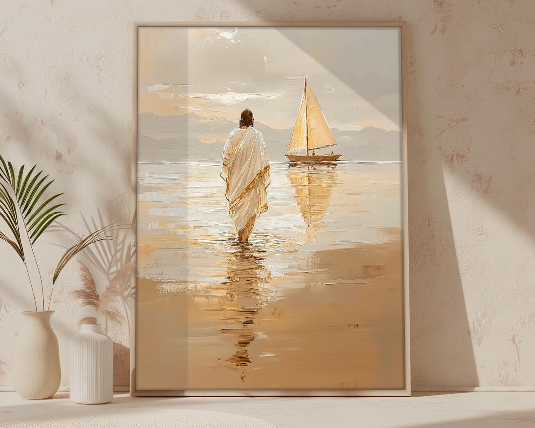 Jesus Christ Walking on Water Wall Art Printable, Christian Art, Jesus ...
