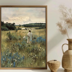 Jesus Leaves The 99 Christian wall art rustic style printable, digital download