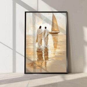 Jesus and Peter Walk on Water Wall Art Digital Download, Jesus Art ...