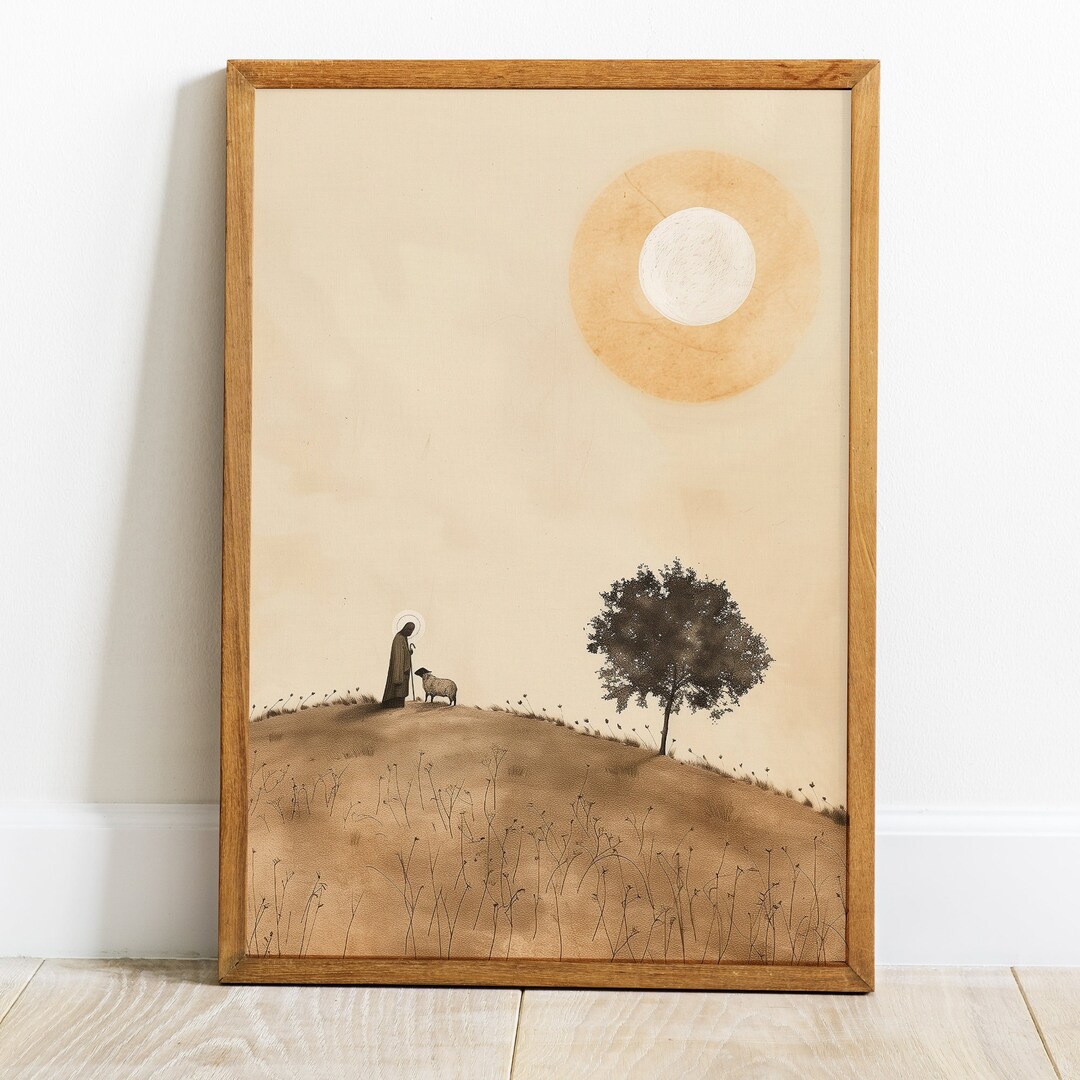 Modern Christian Wall Art, Jesus Leaves the 99 Minimal Art, Bible Art ...