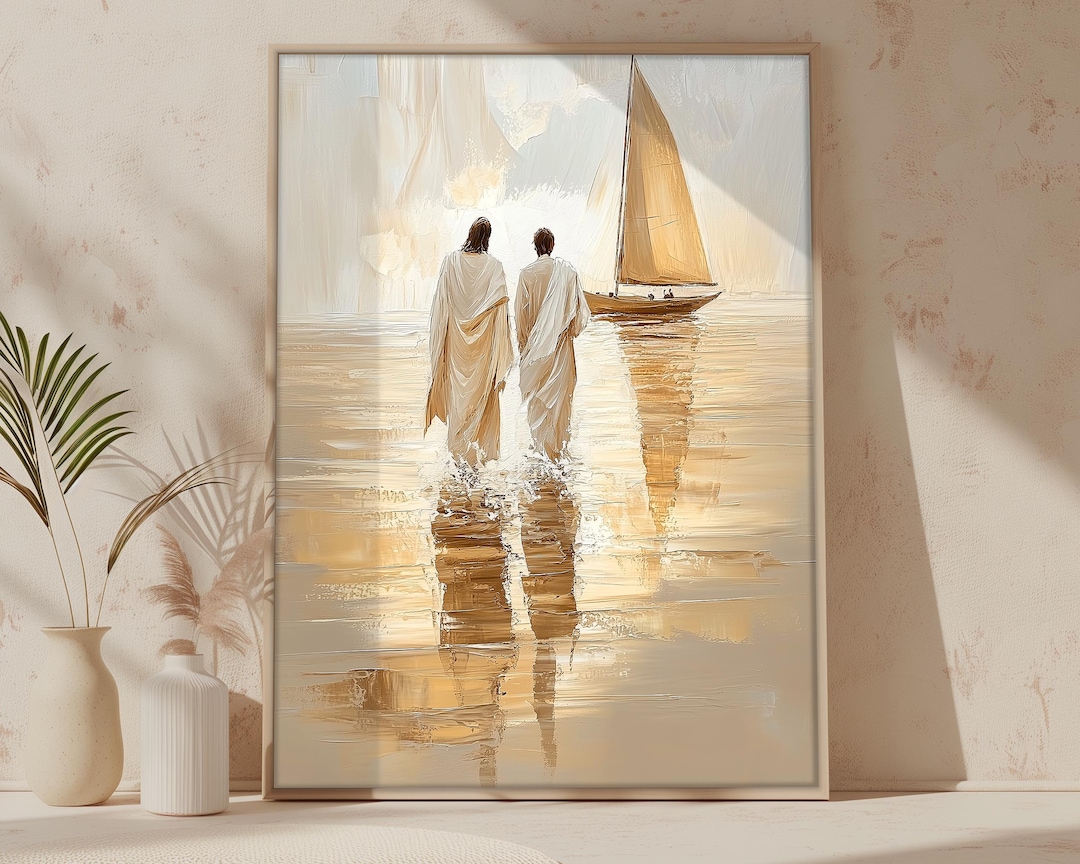 Jesus and Peter Walk on Water Wall Art Digital Download, Jesus Art ...
