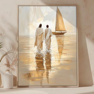 Jesus and Peter Walk on Water wall art digital download, Jesus Art, Bible Art, Bible verse, Modern Christian, Bible poster, digital download