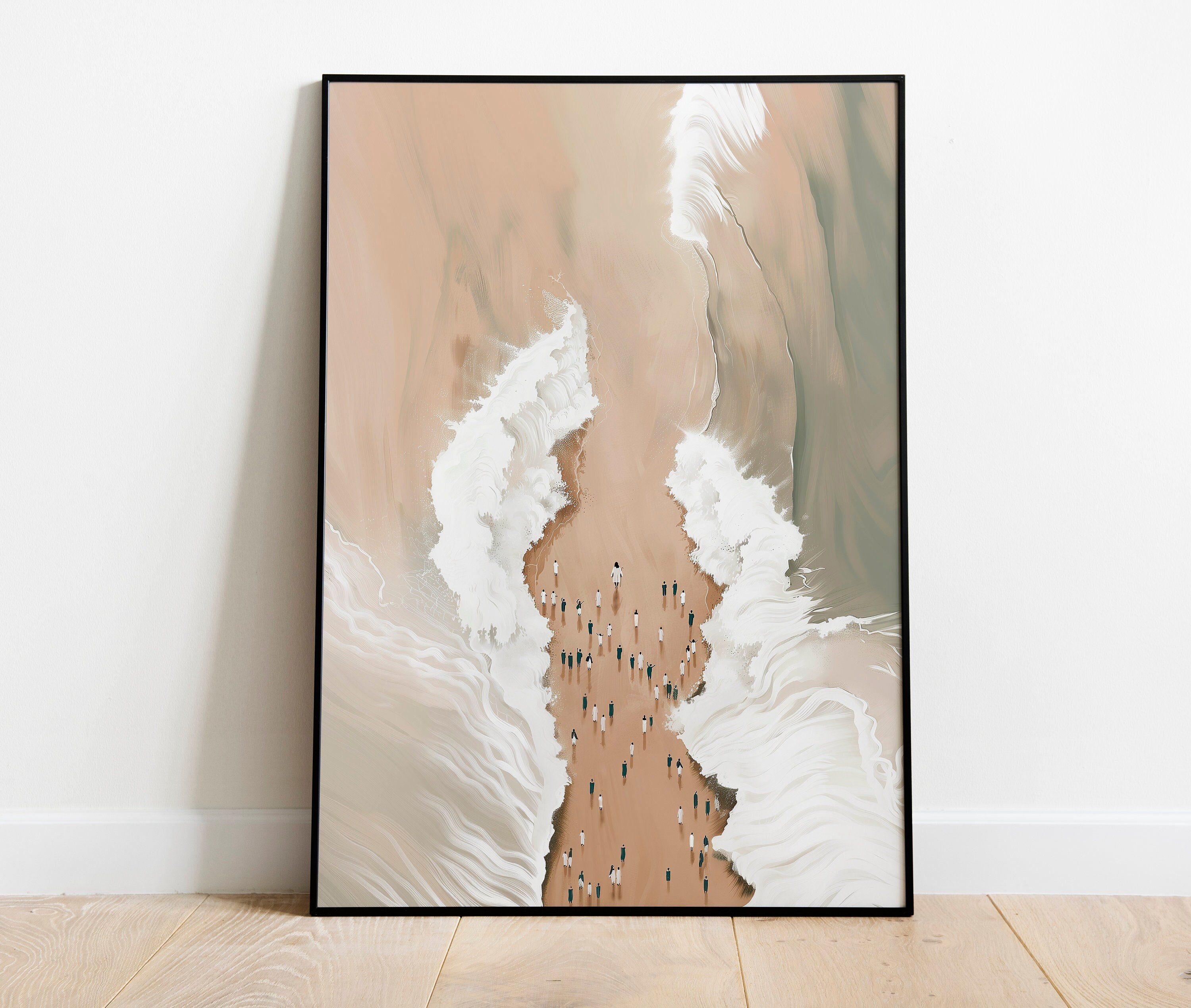 Moses Parting the Red Sea wall art, Crossing the Red Sea art print, Modern Christian, Jesus Art, Bible Wall Art, Christian, digital download