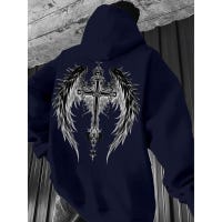 Angel Wings Contrast Trim Heart Round Neck Sweater