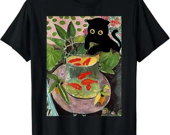 Henri Matisse Goldfish And Cat Famous Artwork T-Shirt, Fine Art Sweatshirt, Cat Hoodie, Gift for Her, Gift for Him, Art Lover Gift
