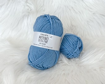Garnstudio Drops Design Merino Extra Fine DK Yarn 8ply, Superwash 100% Merino Wool Knitting Yarn 50 grams