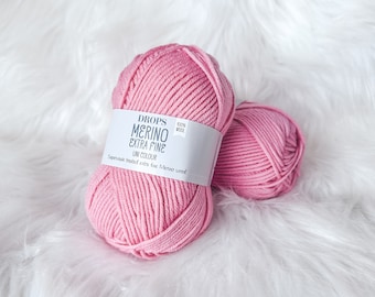 DK Knitting Wool 100% Extra Fine Merino Yarn Garnstudio DROPS Design Merino Extra Fine 50 grams No 25 Pink