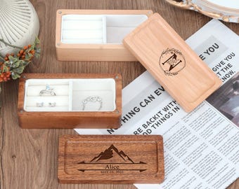 Engraved Wooden Jewelry Box With Tray, Customized Gifts for Bridesmaid, Personalized Gift for Wife & Mom, Mother’s Day Gift,Anniversary Gift