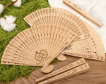 Personalized Wedding Fans, Custom Engraved Wooden Hand Fans, Bridal Shower Favors, Bridesmaid Gifts, Wedding Party Favors for Guests