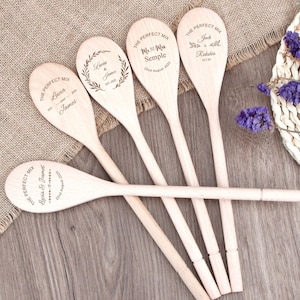 Cuillère en bois pour mariage The Perfect Mix gravé, prénom personnalisé, cadeau de shower de mariage, cadeau de mariage, cadeaux pour nouveaux couples
