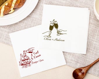 Personalized Wedding Cocktail Napkins, Custom Name & Date Napkins, Bridal Shower Engagement Party Decor, Elegant Event Table Decor