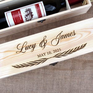Custom Engraved Pattern Wooden Wine Box, Wood Anniversary Wine Box, Bridal Shower Wine Gift Box, 21st Birthday Gift, Father’s Day Gift