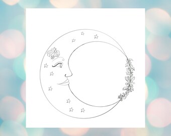 Queen Luna Celestial  PDF Printable Downloadable Coloring Page