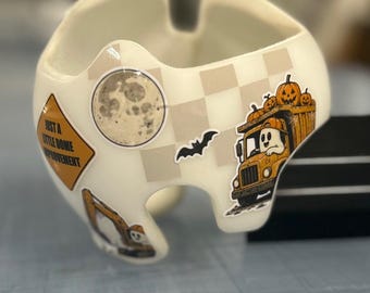 Calcomanías retro de construcción con fantasmas a cuadros de Halloween / Doc Band / Starband / Hanger Helmet