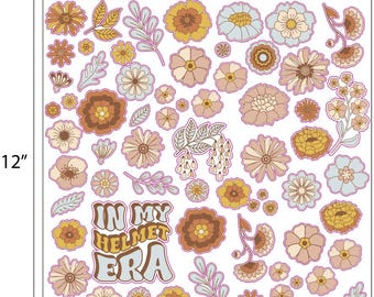 In My Helmet Era Retro Groovy Floral Cranial Helmet Decals | Doc Band | Starband | Hanger Helmet