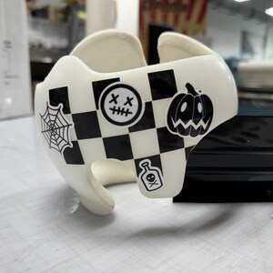 Black Halloween Checkered Retro Groovy Cool Kid Helmet Decals | Doc Band | Starband | Hanger Helmet