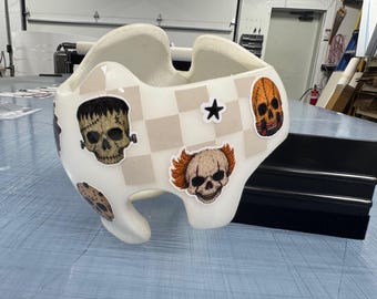 Calcomanías para casco con diseño de calabazas o calaveras de Halloween a cuadros / Doc Band / Starband / Hanger Helmet